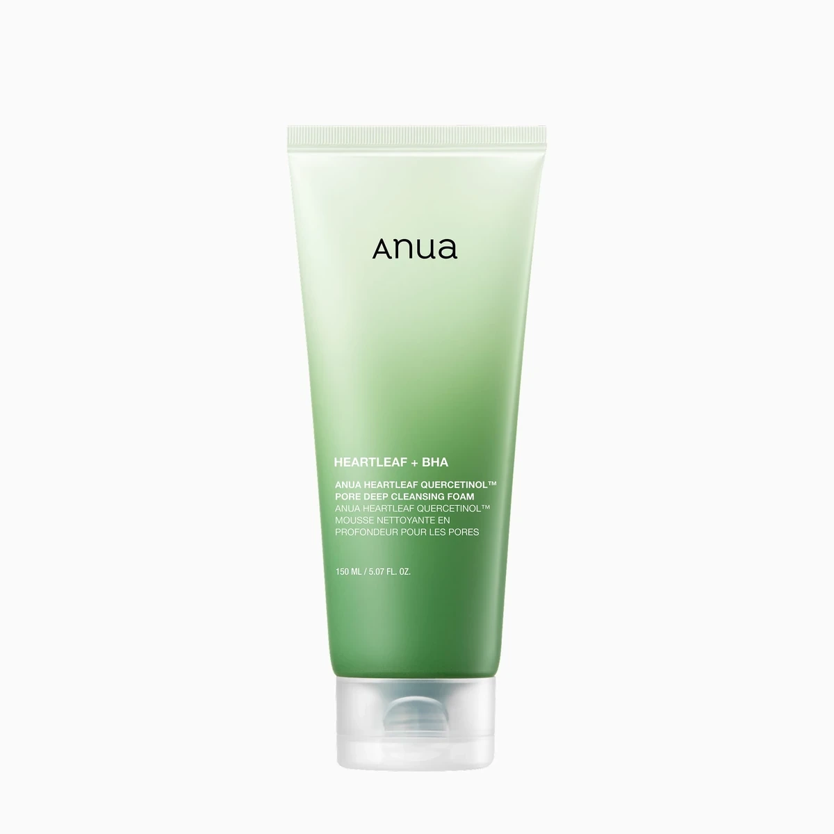 Anua Heartleaf Quercetinol Pore Deep Cleansing Foam — squeeze tube of heartleaf foam cleanser