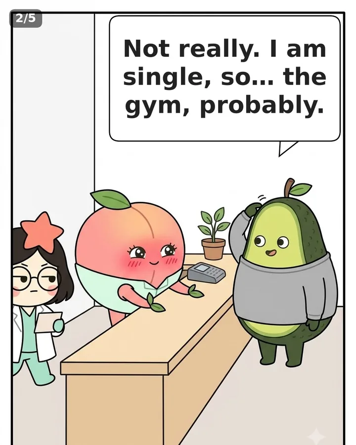 Flirting through the doctor, panel 2 of 4