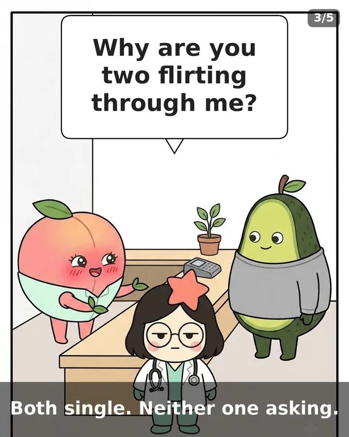 Flirting through the doctor, panel 3 of 4