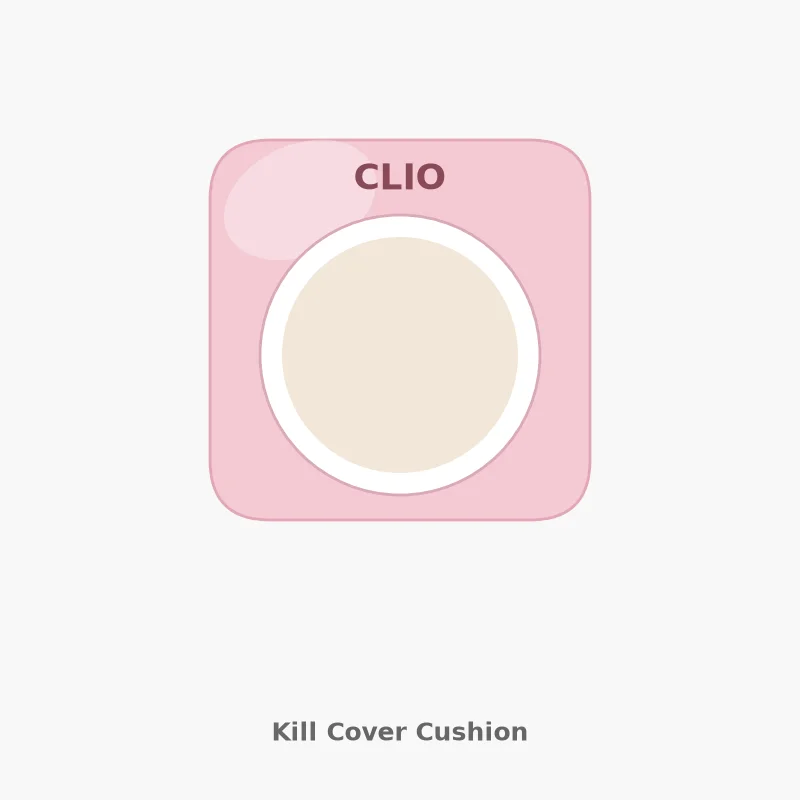 Illustration of CLIO Kill Cover Mesh Glow Essential Cushion, pale pink square compact, open