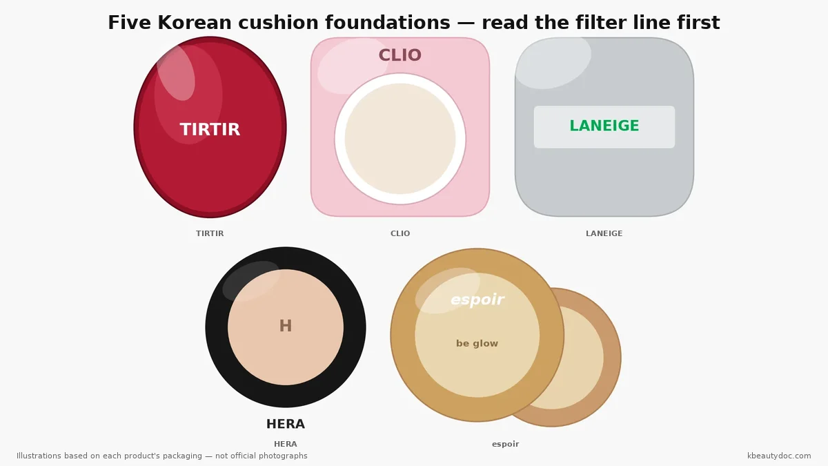 Korean Cushion Foundations: A Doctor Reads Five Labels and Says Who Each One Suits